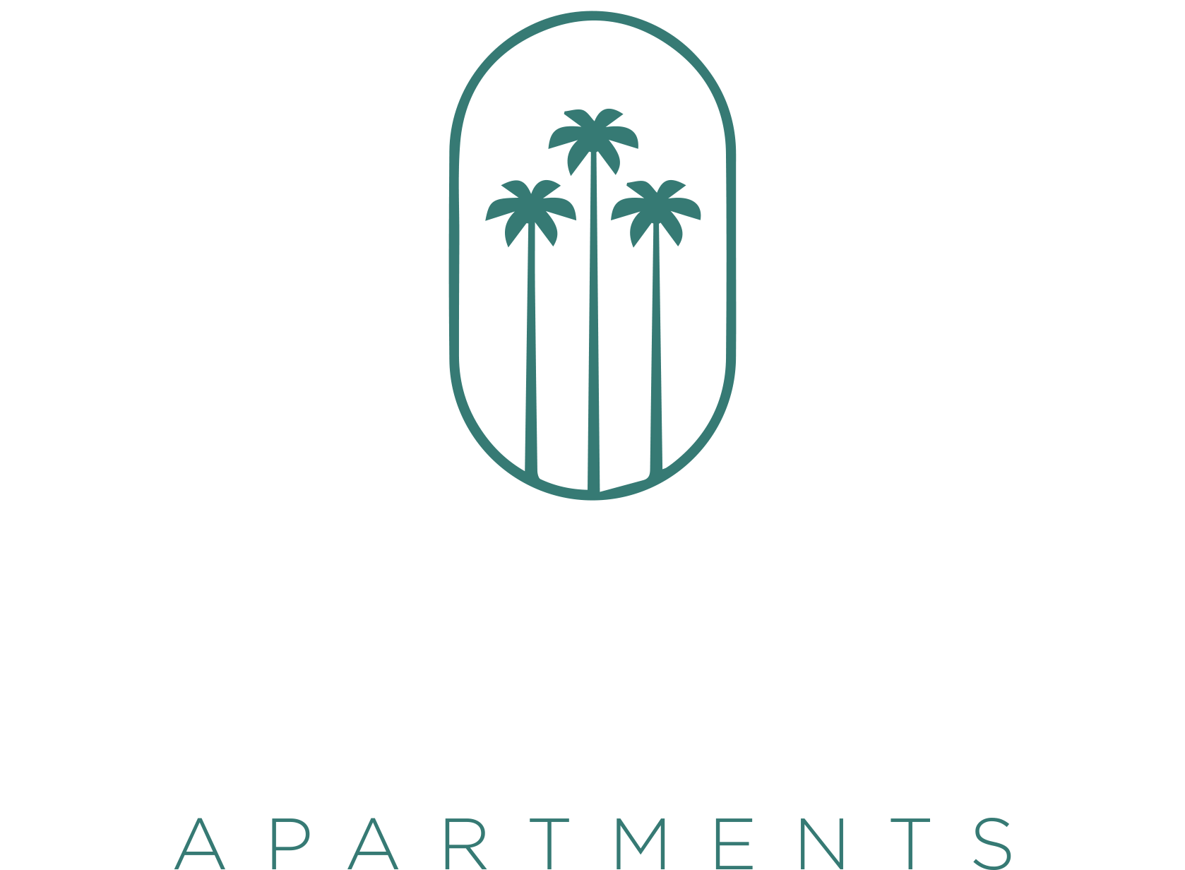 A logo for Arbors Adventura Apartments featuring palm trees and a stylized tree trunk.